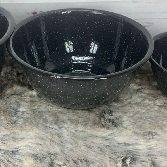 ThirstyStone Black Speckled 3 Piece Bowl Set bakin - Picture 9 of 10